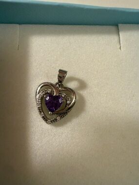 925 silver Heart-Shaped Amethyst Pendant Necklace